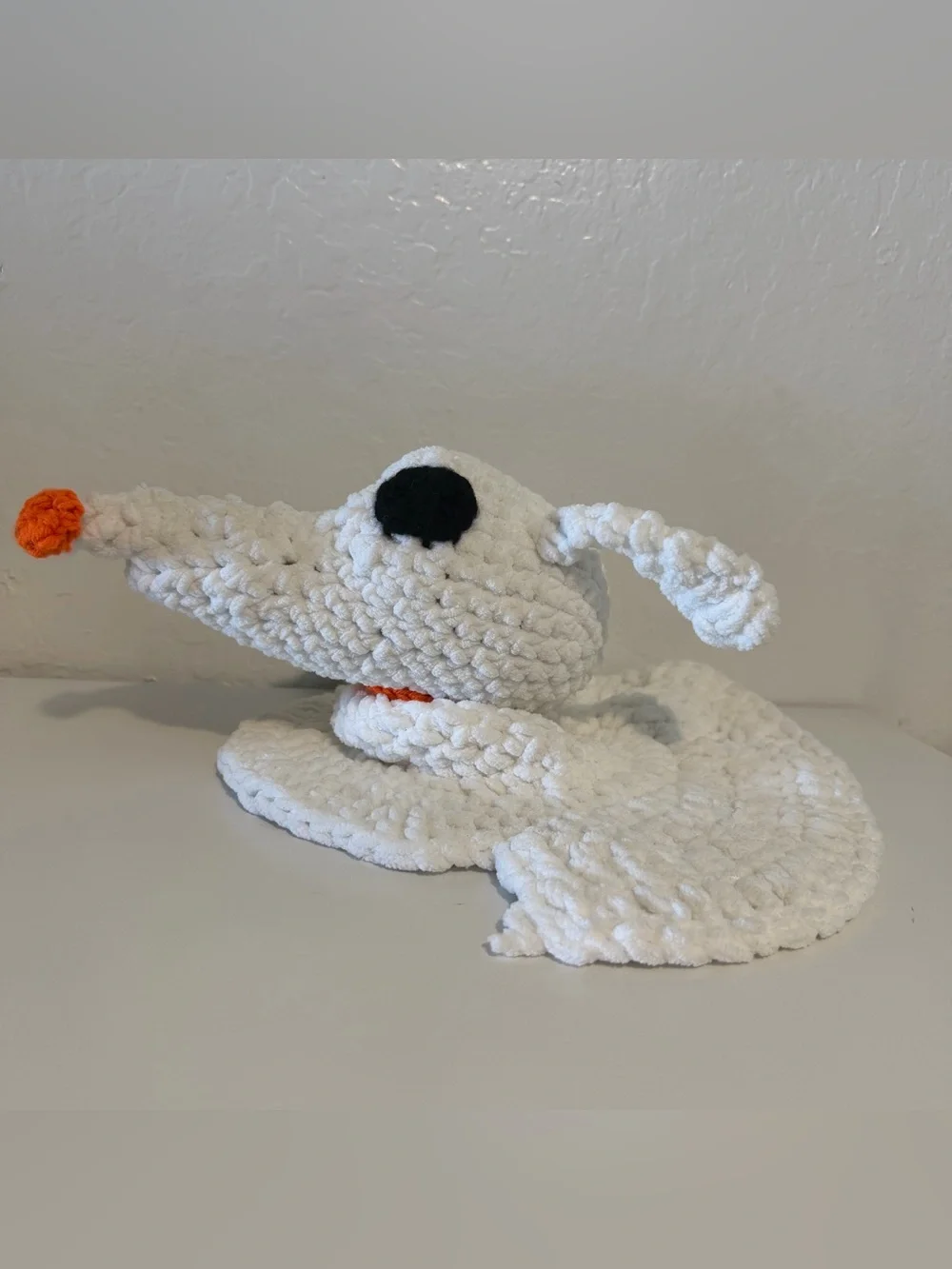 Hand-Crocheted Zero Plush – The Nightmare Before Christmas Ghost Dog – Handmade